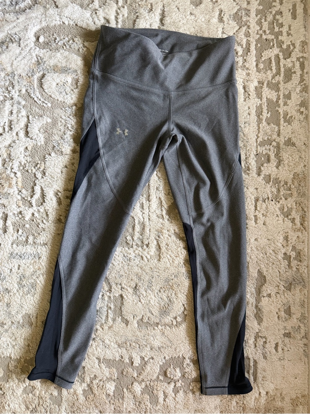 Under Armour Gray Active Leggings with Sheer Black Panels